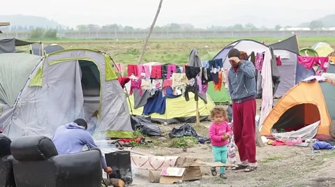 Refugees in Idomeni Stock Footage 64847138