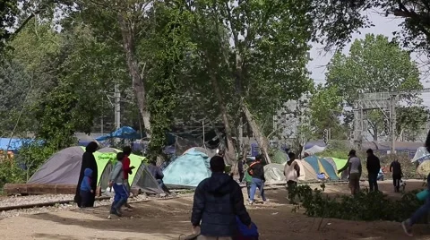 Refugees in Idomeni Stock Footage 64847373