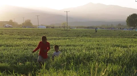 Refugees in Idomeni Stock Footage 64847398
