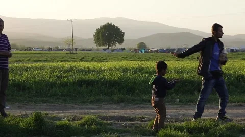 Refugees in Idomeni Stock Footage 64847412