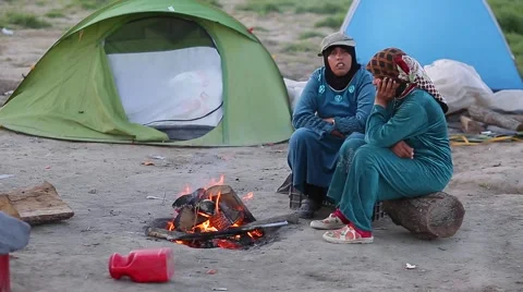 Refugees in Idomeni Stock Footage 64847469