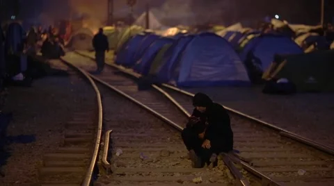 Refugees in Idomeni Stock Footage 64847685