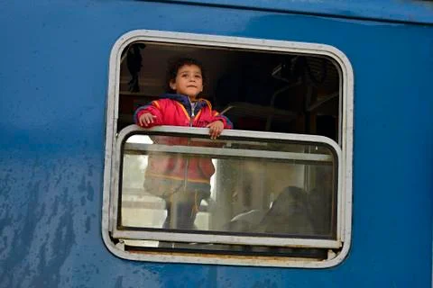 Refugees leaving Hungary Stock Photos