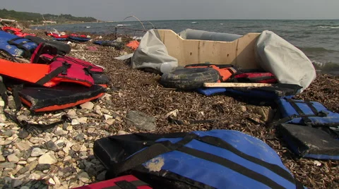 Refugees at Lesbos Greece Stock Footage 61571791