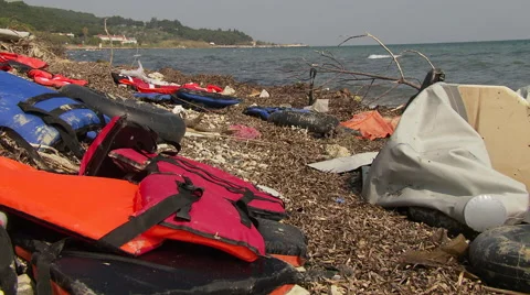 Refugees at Lesbos Greece Stock Footage 61571888