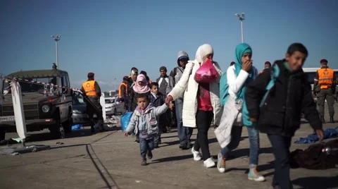 Refugees moving, stock video Stock Footage