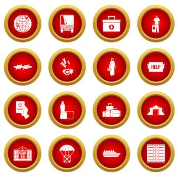 Refugees problem icon red circle set イラスト素材
