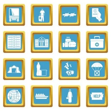 Refugees problem icons azure 스톡 일러스트