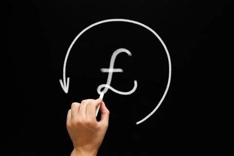 Refund British Pound Arrow Concept Stockfoto's