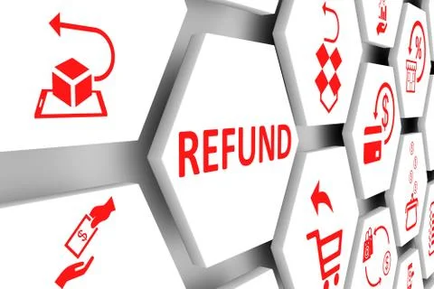REFUND concept cell background 3d illustration Stock Illustration