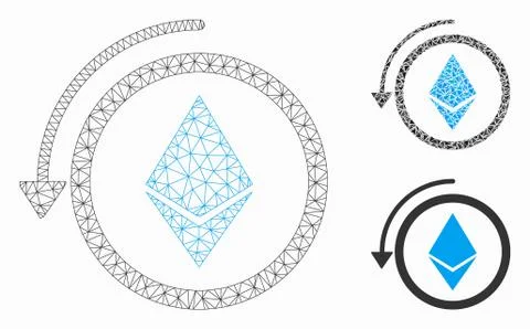 Refund Ethereum Crystall Vector Mesh Network Model and Triangle Mosaic Icon Stock Illustration