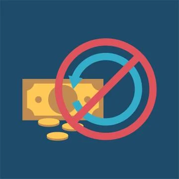 Refund flat icon illustration. No refunds Stock Illustration