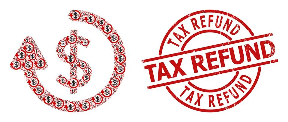 Refund Icon Recursive Mosaic and Distress Tax Refund Stamp Stock Illustration