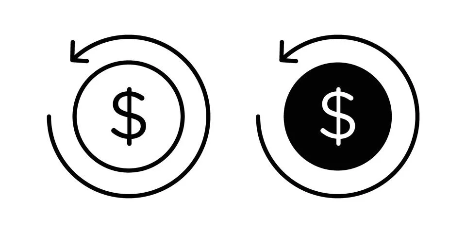 Refund icon silhouette vector set. thin line pack 스톡 일러스트