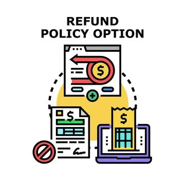 Refund policy option with document and online order Stock Illustration