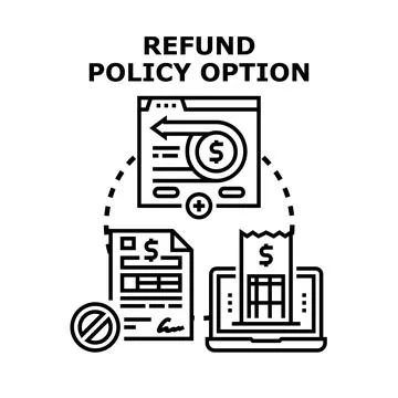 Refund policy option with document and online order Stock Illustration