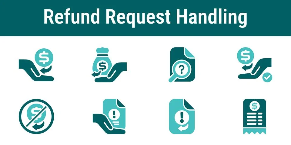 Refund Request Handling Icons set Stock-Illustration