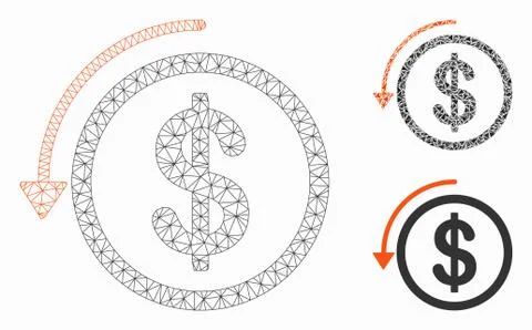 Refund Vector Mesh Network Model and Triangle Mosaic Icon Stock Illustration