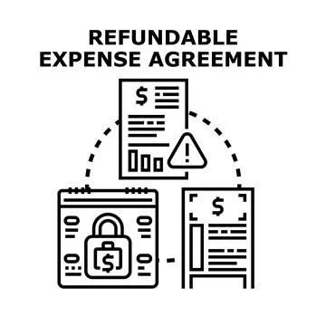 Refundable expense agreement contract document concept Stock Illustration