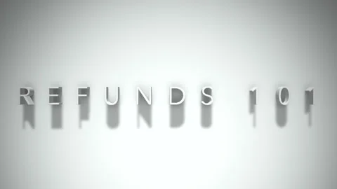 Refunds 101 3D title animation with shadows on a white background Video stock 297802243