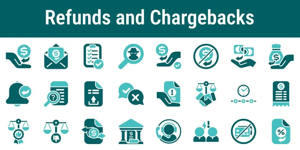 Refunds and Chargebacks Process Icons Stock Illustration