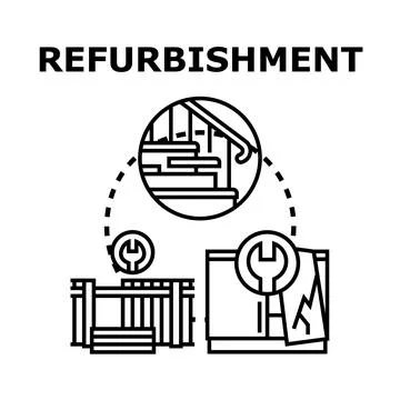 Refurbishment process for improving building interiors Stock Illustration