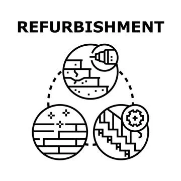 Refurbishment process for old building restoration and renovation Stock Illustration