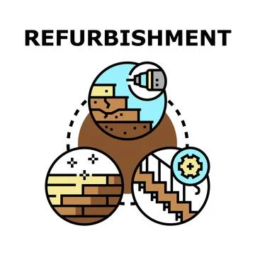Refurbishment process for old building restoration and renovation Stock Illustration