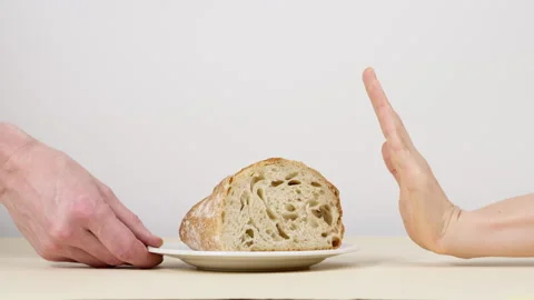 Refusal of bread. Gluten intolerance. Stock Footage 259964799
