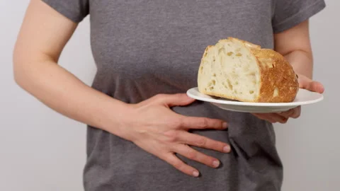 Refusal of bread. Gluten intolerance. Stock Footage 259964932