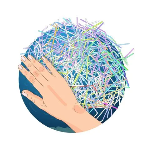 The refusal of disposable plastic drinking straws Stock Illustration