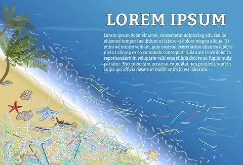 The refusal of disposable plastic drinking straws. Stop using plastic straws, Stock Illustration