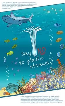 The refusal of disposable plastic drinking straws. Stop using plastic straws, Stock Illustration