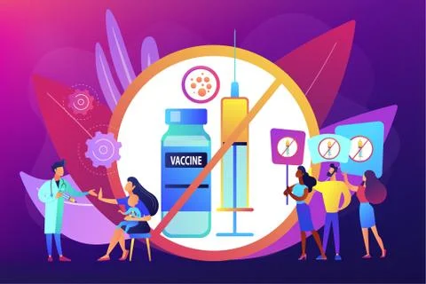 Refusal of vaccination concept vector illustration. Stock Illustration