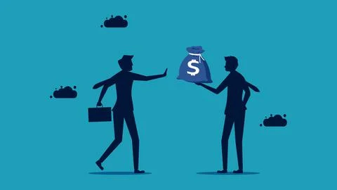 Refuse to accept bribes. Businessmen refuse to accept bribes. vector illustra Stock Illustration