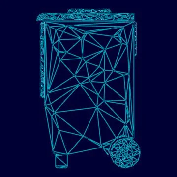 Refuse bin with arrows utilization low poly triangulation triangulated polygo Stock Illustration