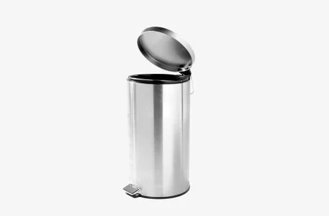 Refuse bin in room corner on white Stock Photos