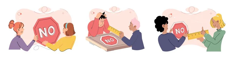 Refuse. The refuse concept delves into complexities act saying no and setti.. Stock Illustration