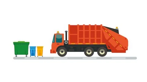 Refuse truck picking up garbage. Stock Illustration