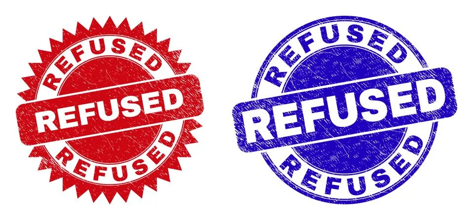 REFUSED Rounded and Rosette Stamp Seals with Distress Surface Stock Illustration