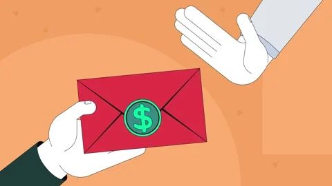 Refusing bribe payment 2D animation concept Stock Footage 340391440