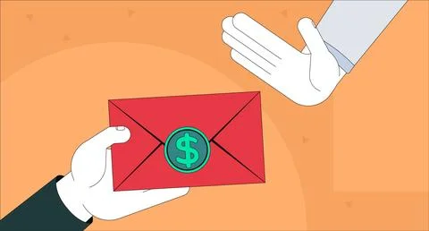 Refusing bribe payment flat illustration Stock Illustration
