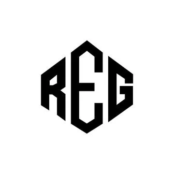 REG letter logo design with polygon shape. REG polygon and cube shape logo .. Stock Illustration