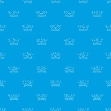 Regal crown pattern vector seamless blue Stock Illustration