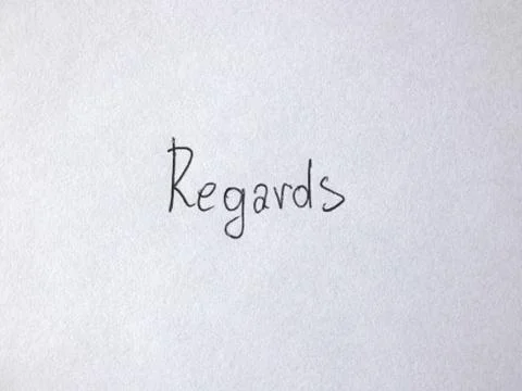 Regards Handwritten On Paper Stock Photos