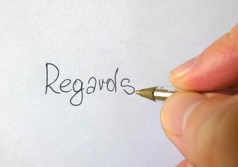 Regards Writing Hand Stock Photos
