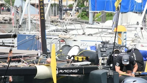 Regatta of catamarans Stock Footage