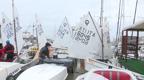The regatta Optimist boats Stock Footage 61089602