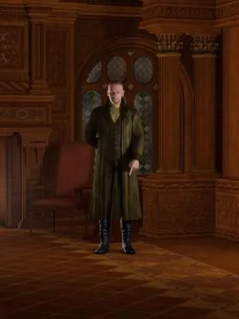 Regency Gentleman in his Study Stock Illustration