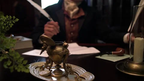 Regency or Victorian man writing a letter  Stock Footage 208218755